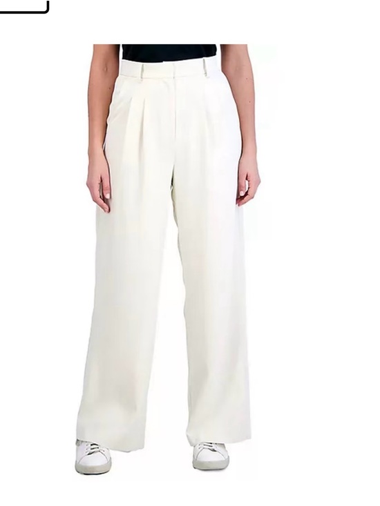French Connection Pants - French Connection Cream Wide-Leg High Waist Trousers Size L